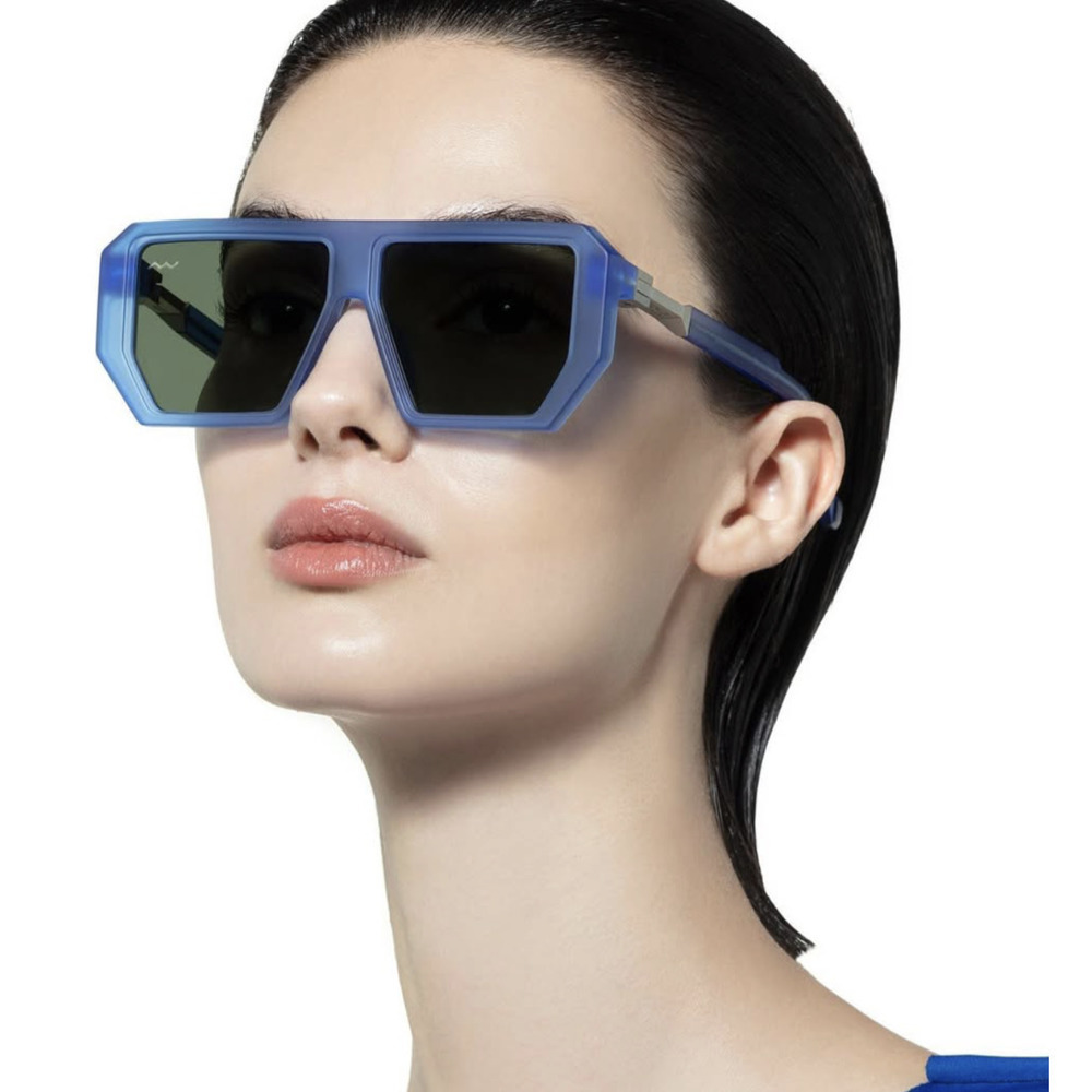 NWT Vava BL0033-CRISBL-Mat BLK SIL Crystal Blue Matte/Black/Silver / Sunglasses